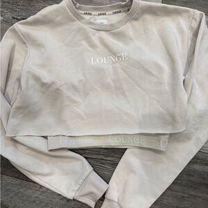Lounge Beige Cropped Sweatshirt set